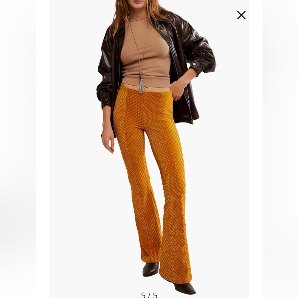 Free people flare pull up velvet pants women’s - Picture 4 of 16